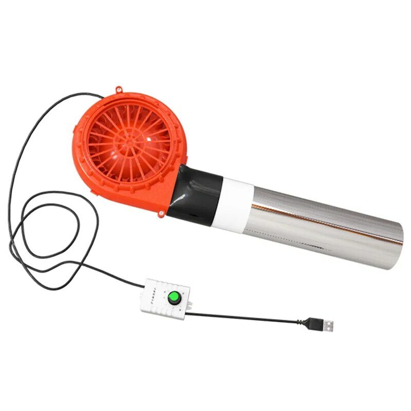 Soplador de velocidad ajustable para exteriores, secador de pelo portátil para barbacoa, fuego de carbón, pequeño soplador USB de mano dedicado