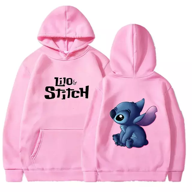 Disney-Sudadera con capucha de Lilo Stitch para hombre y mujer, ropa de calle informal Harajuku, Jersey fino, Tops de otoño, 2024