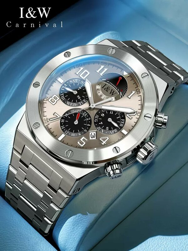 IW Men's Automatic Mechanical Watch Waterproof Stainless Steel Strap Men's MIYOTA Mechanical Watch Fashion Reloj Hombre