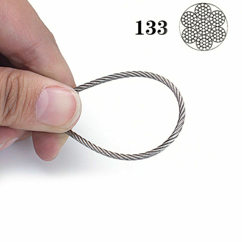 О2 (304) Нержавеющая сталь 7x19 нитей 1 мм-20 мм сердечник трос подъемный металлический кабель