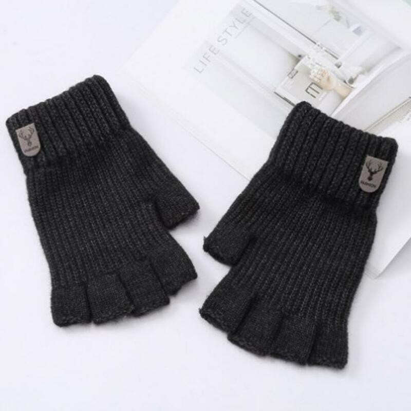 Writing Gloves Cozy Stylish Half Finger Knitted Gloves for Winter Writing Soft Warm Anti-slip Unisex Accessories