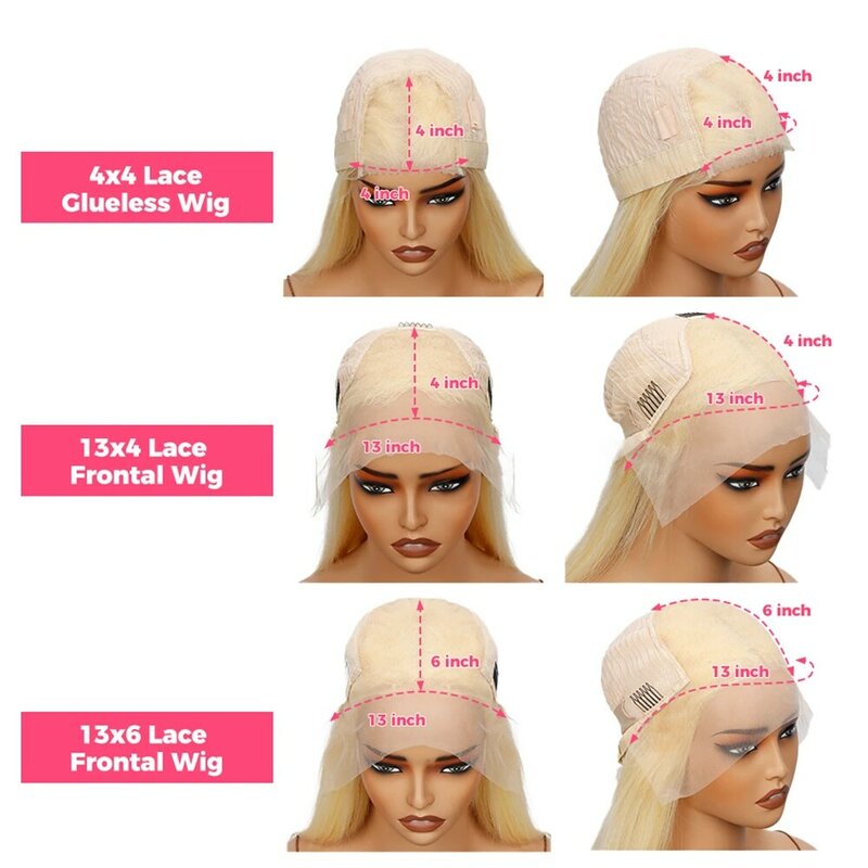 Wig rambut manusia depan renda gelombang tubuh warna pirang 613 untuk wanita 4x4 13x6 HD Wig Frontal renda transparan 613 rambut manusia tanpa lem