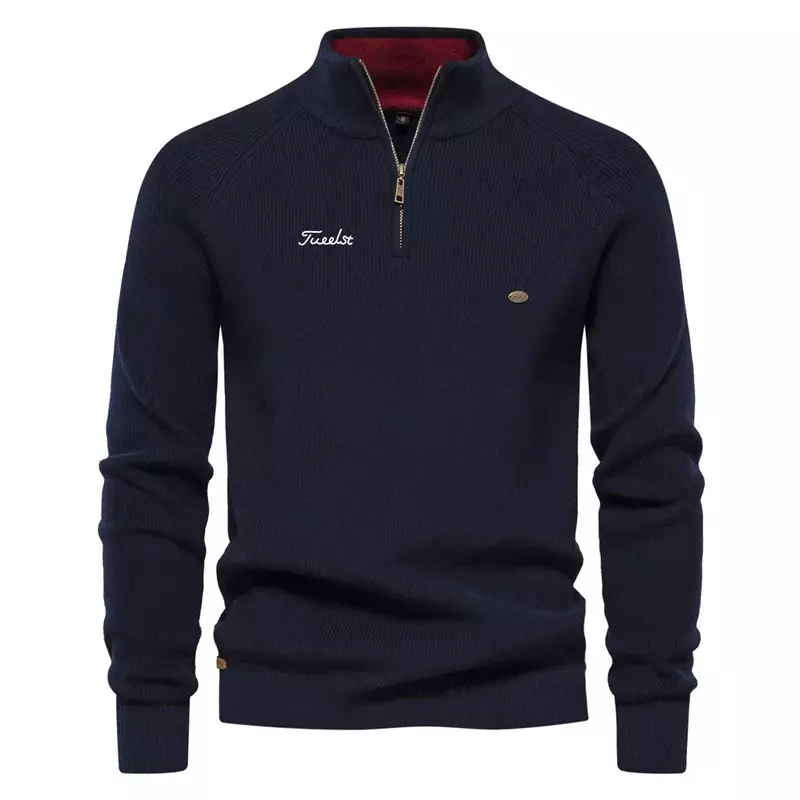 Camisola masculina de malha de golfe, pulôver gola redonda, jaqueta exterior, marca casual, moda, luxo, nova