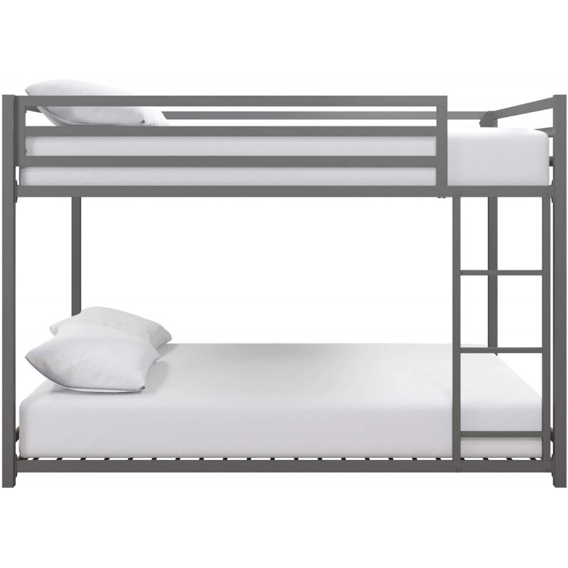 DHP mil metalowe łóżko piętrowe dla dzieci, pełny/pełny, srebrny