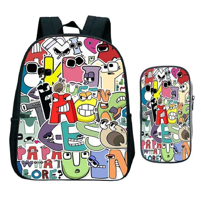 Lightweight Alphabet Lore Print Cartoon School Bag for Boys Girls High Quality Kindergarten Bag for Preschool Kids Mini Bookbag
