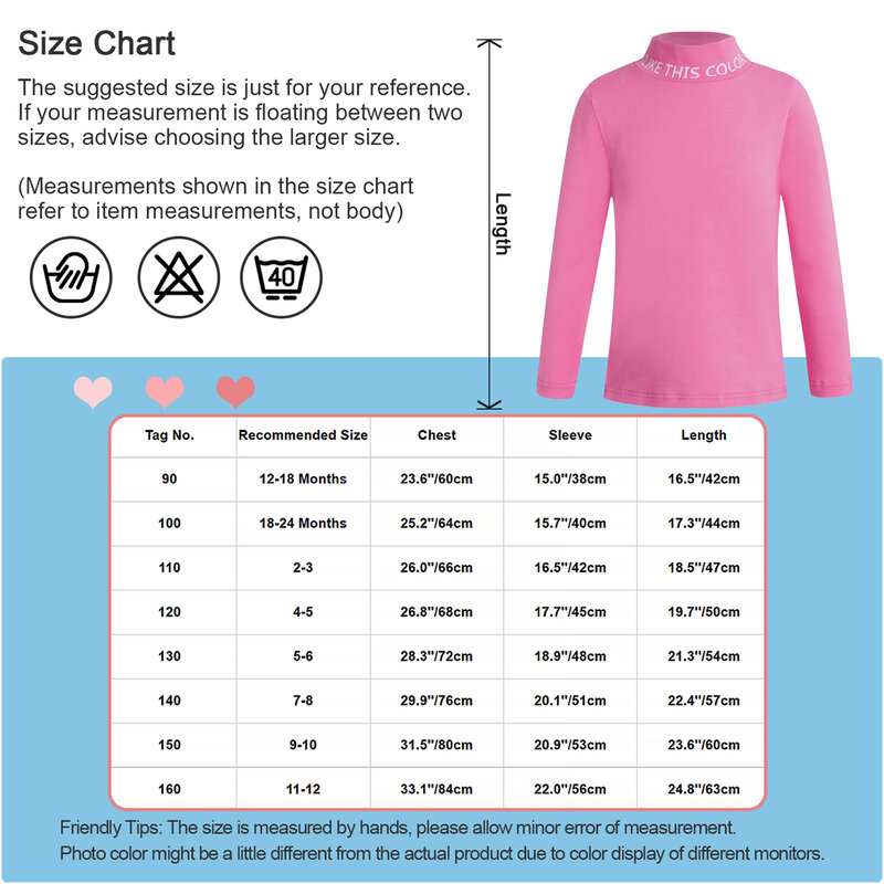 Autumn Winter Kids Girls Long Sleeve High Collar Warm Letter Print Solid Color Bottoming Top Casual Daily Clothing Lounge Wear