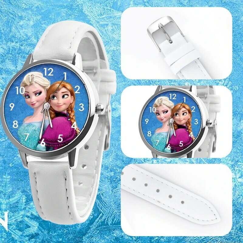 Montre-bracelet de sport Disney Frozen pour enfants, montre princesse Elsa, cadeau pour filles et garçons, horloge de neige pour femmes