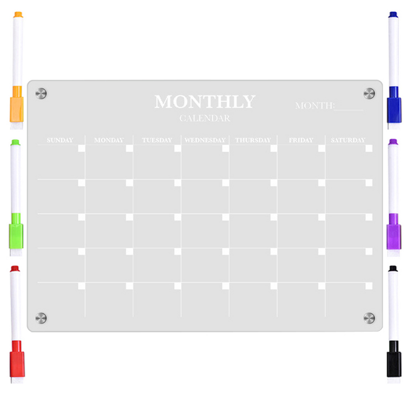 Papan tulis magnetik pelat dapur kulkas penghapus kering kalender Praktis akrilik papan kosong jadwal transparan dengan pena