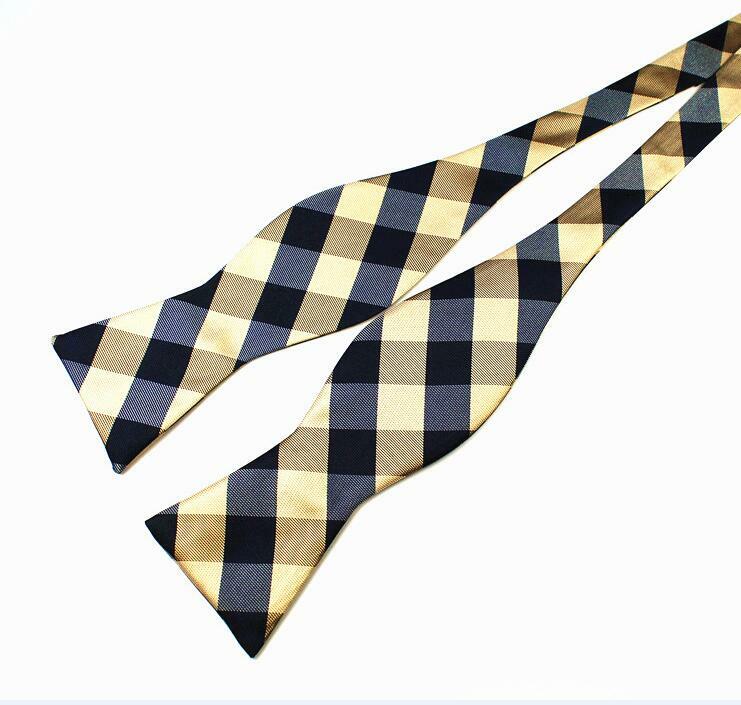 Classic Silk Dot Plaid Striped Self-knotted Bowtie for Man Adjustable Bowknot Party Business Office Wedding Gift Accessories