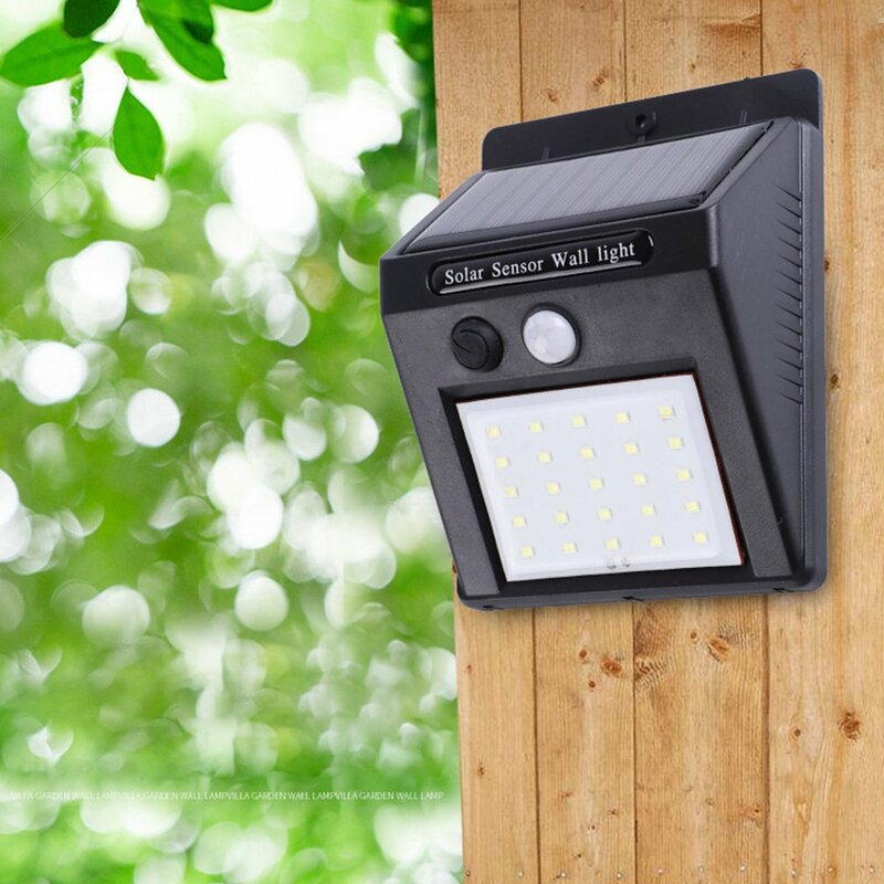 Lampu dinding luar ruangan, lampu dinding taman Sensor gerak PIR kekuatan tenaga surya 30 LED tahan air praktis tahan lama