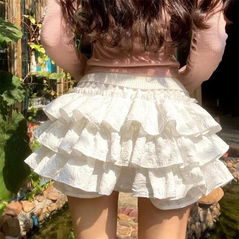 Celana pendek Gotik Lolita 2000s wanita gadis Kawaii Ruffle rok kue celana dalam labu celana renda Trim Bloomers keselamatan celana pendek