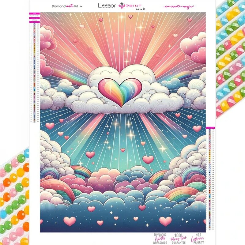 Pintura de diamante 5d Diy, bordado de mosaico de punto de cruz con nubes de amor y cielo, Kit de decoración del hogar, regalo de paisaje de dibujos animados, nuevo 2024