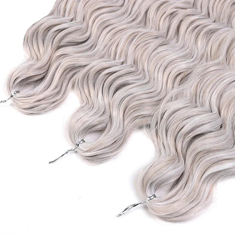 Anna Hair-Extensions de Cheveux Synthétiques Bouclés au Crochet, Tresses Deep Wave, Ombré Blonde, 24 Pouces
