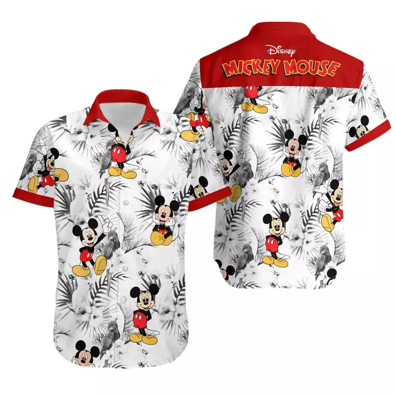 Disney-camisa hawaiana de Mickey y Friends para hombre y mujer, camisa de manga corta, informal, playa, Verano