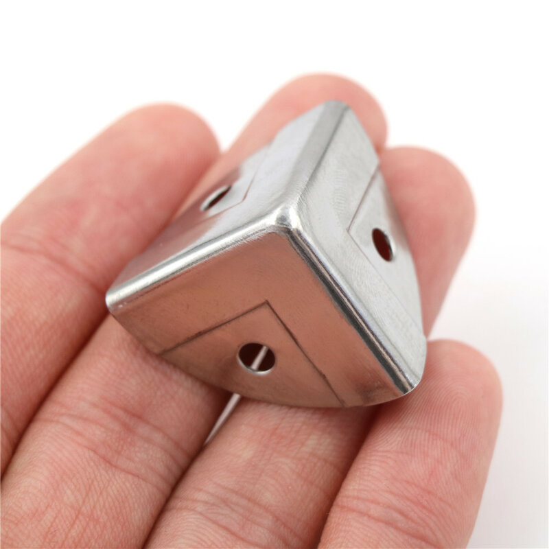 4pcs Silver Metal Corner Brackets Angle Brace Protector Trunk Box Case Chest