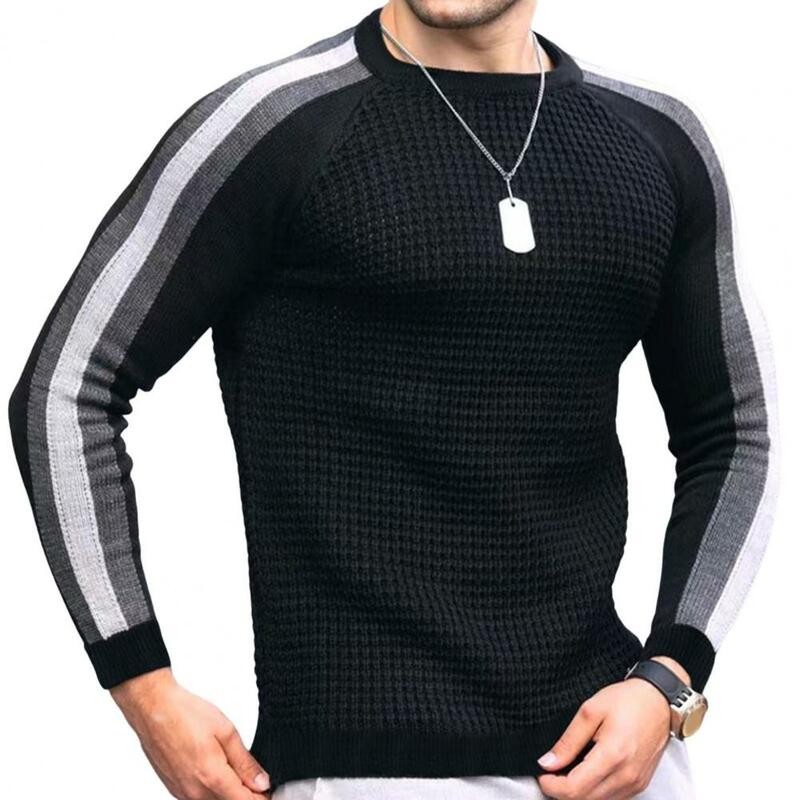 Trendy Men Sweater Color Block Dressing Super Soft Windproof Knitting Sweater
