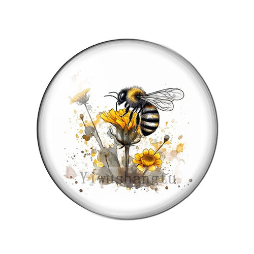 Lovely bees gather honey Flyings Art Paintings 8mm/12mm/20mm/25mm, foto redonda, cabujón de vidrio, demostración, reverso plano, haciendo hallazgos