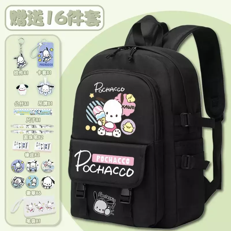 Sanrio tas punggung kapasitas besar, tas ransel kapasitas besar anti air untuk pelajar, tas sekolah kartun Pacha baru