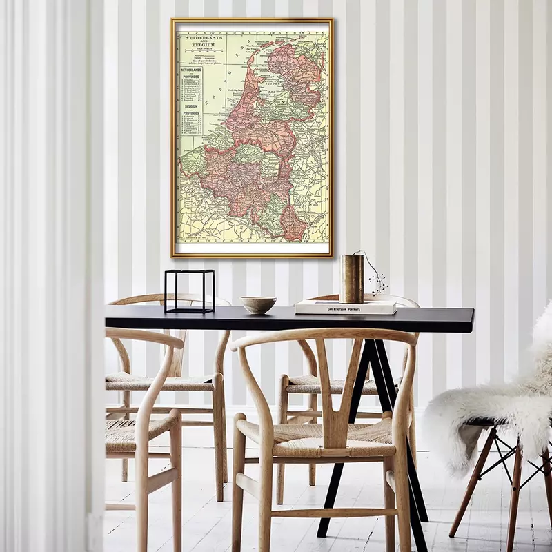 42*59cm 1914 Bélgica y Países Bajos mapa pared Vintage cartel de arte lienzo pintado con Spray Escuela de Educación suministros casa Decoración