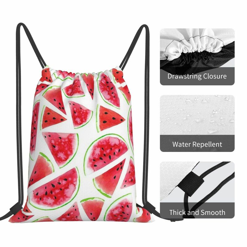 Cute Watermelon Slices Backpacks Portable Drawstring Bags Drawstring Bundle Pocket Storage Bag Book Bags For Travel Students