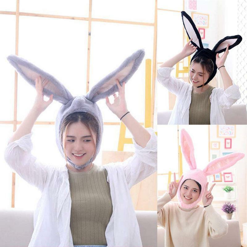 Orelhas de coelho de pelúcia comprida com Earflaps, capuz cosplay, mulheres e meninas, festa de ano novo presente