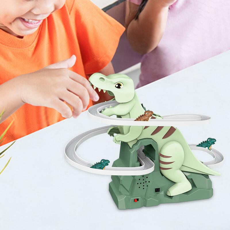 Schodki do wchodzenia dinozaur zabawkowy tor wyścigowy zestaw gier zabawka zabawka zabawka kolejka górka dinozaur dla chłopców dziewcząt przedszkolny prezent urodzinowy