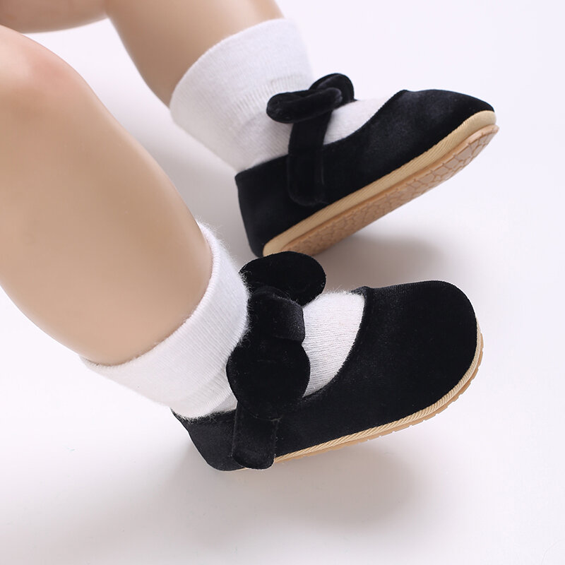 Blotona-Sapatos de princesa de fundo antiderrapante para bebês, arco macio, criança pequena, casual, First Walker, 0-18 meses
