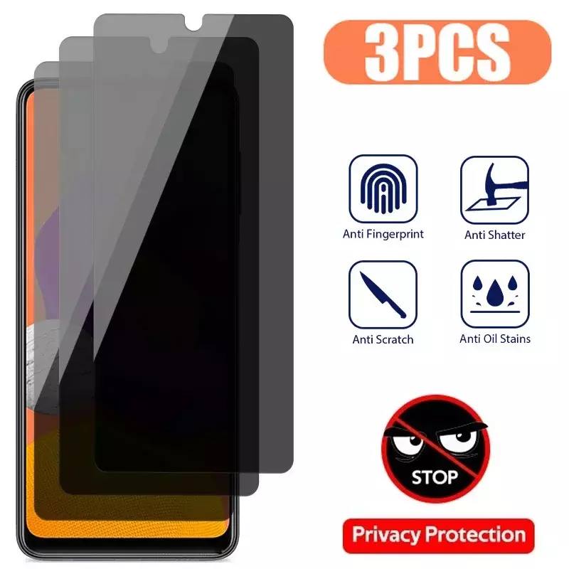 Protetor de tela anti-espião, vidro de privacidade para Samsung A12, A71, A52, A50, A31, A70, A51, A72, A13, A23, A32, A33, A22, A53, 5G, PCes 3