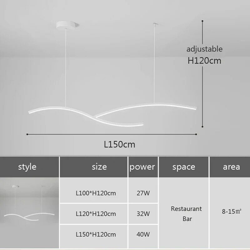 Modern Hyperbolic Acrílico LED Pendant Light, Abajur para o quarto, Jantar, Sala de estar, Escritório, Lustre, Iluminação interior