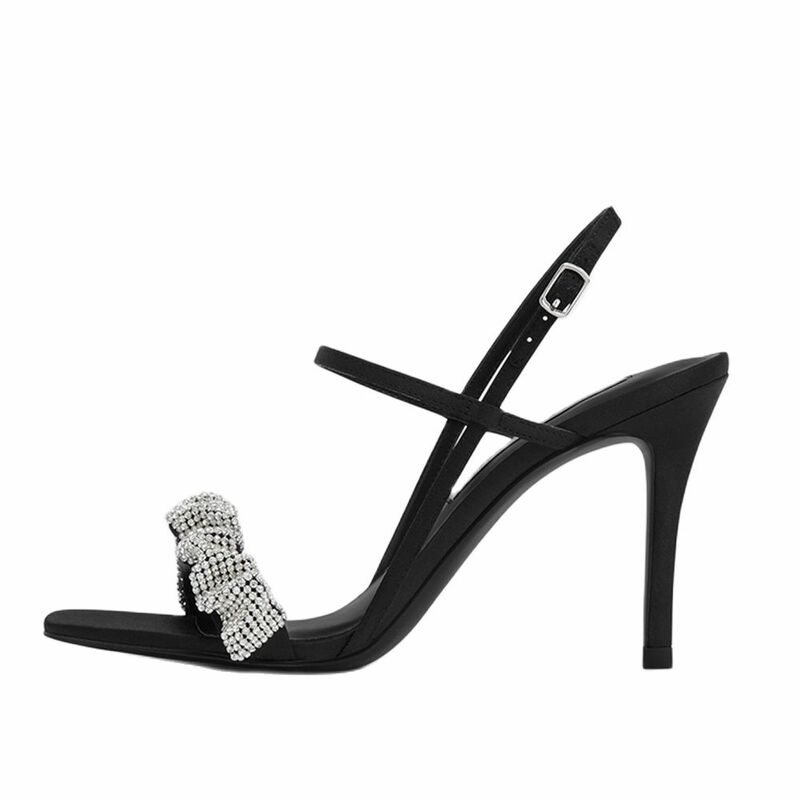 2024 i più nuovi sandali da donna in cristallo Bling Bling con punta quadrata di perle pieghettate scarpe estive con cinturino posteriore con tacco sottile
