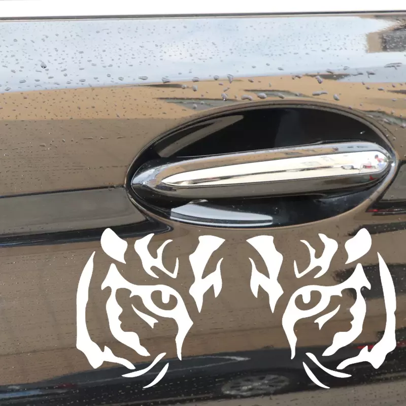 كول النمر عيون سيارة ملصق نافذة ديكور بولي كلوريد الفينيل ملصق مائي أسود/فضي 16.8 سنتيمتر * 8.4 سنتيمتر