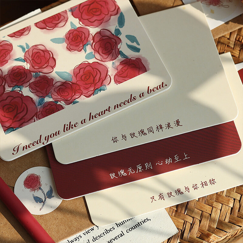 Cartes de vministériels x avec enveloppes en forme de rose, style occidental, en-tête, amour romantique, carte d'anniversaire, invitations de mariage, 17x11.5cm, 5 pièces/lot