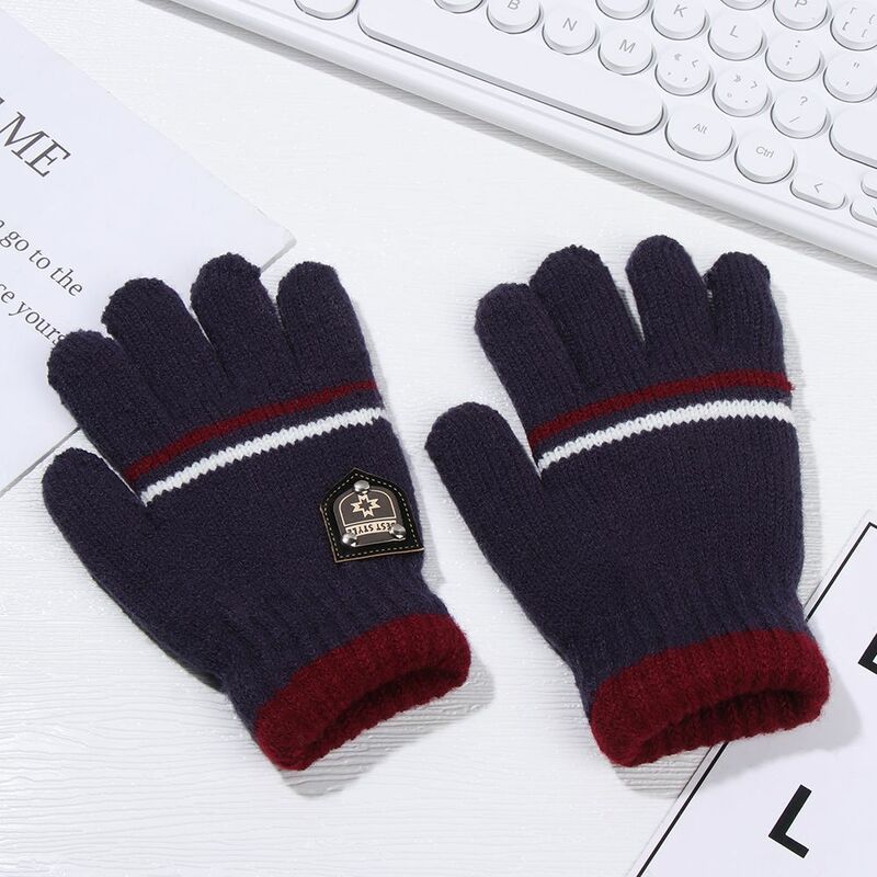 Outdoor Autumn Children Soft Thick Warm Knitted Gloves Mittens Full Finger Kids Gloves