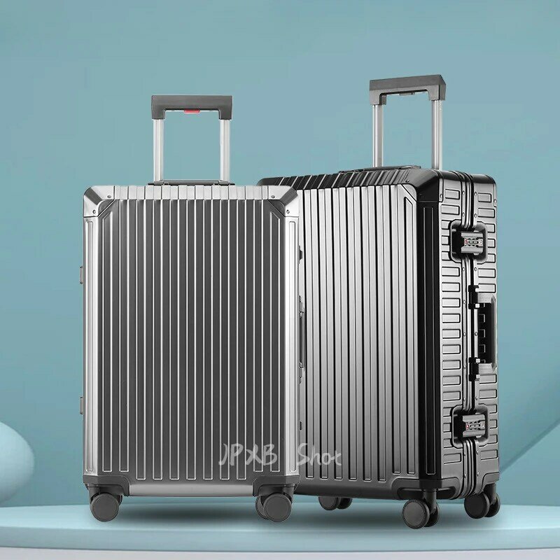 Чемодан из алюминиево-магниевого сплава, чемодан для путешествий с колесами, чемодан на металлической тележке, Диагональ 20 дюймов, универсальный чемодан