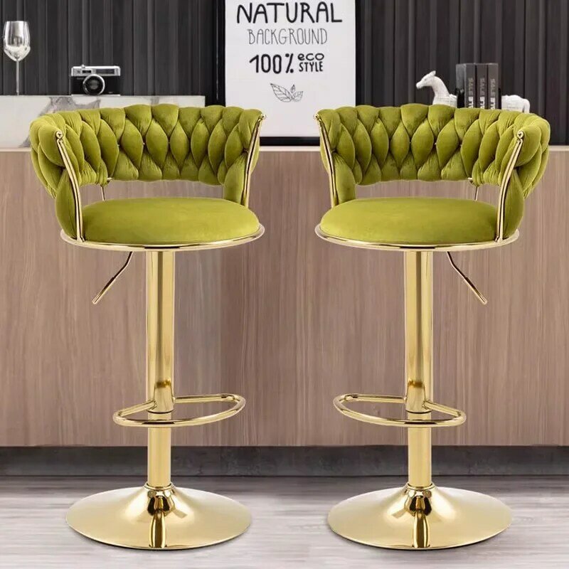 Swivel Metal Bar Stools Luxury Designer Adjustable Height Library Bar Chair Counter Relaxing Soft Taburete Alto Home Furniture