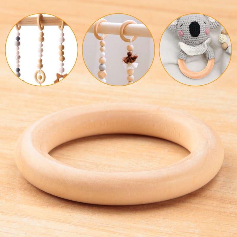 30 Pcs Natural Wood Rings 60Mm Unfinished Macrame Wooden Ring Wood Circles For DIY Craft Ring Pendant Jewelry Making