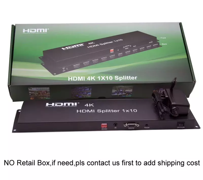 HDMI 2.0 4K HDMI 분배기, PS4 TV 박스 컴퓨터 PC-TV 모니터용, 3D 비디오 컨버터 디스트리뷰터, 1 in 10 out RS232, 1x10 1080P