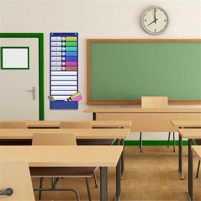 Bolso gráfico para Sala de aula, programação diária e Word Study, Relógio, Tempo Palavras, Programação, Planejador com Dry-Erase