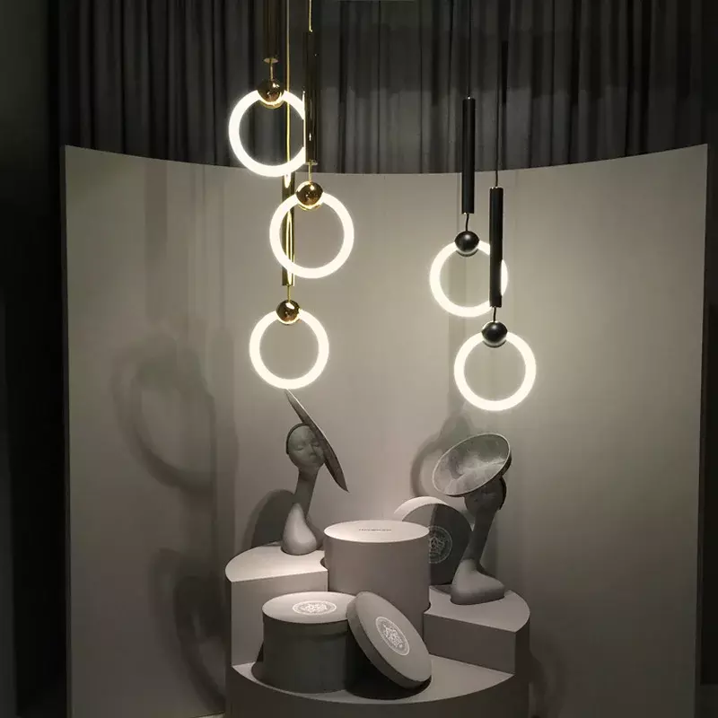 Moderna arte creativa personalità anello lampadario illuminazione interna, soggiorno, cucina, tavolo da pranzo, luci Decorative sul comodino