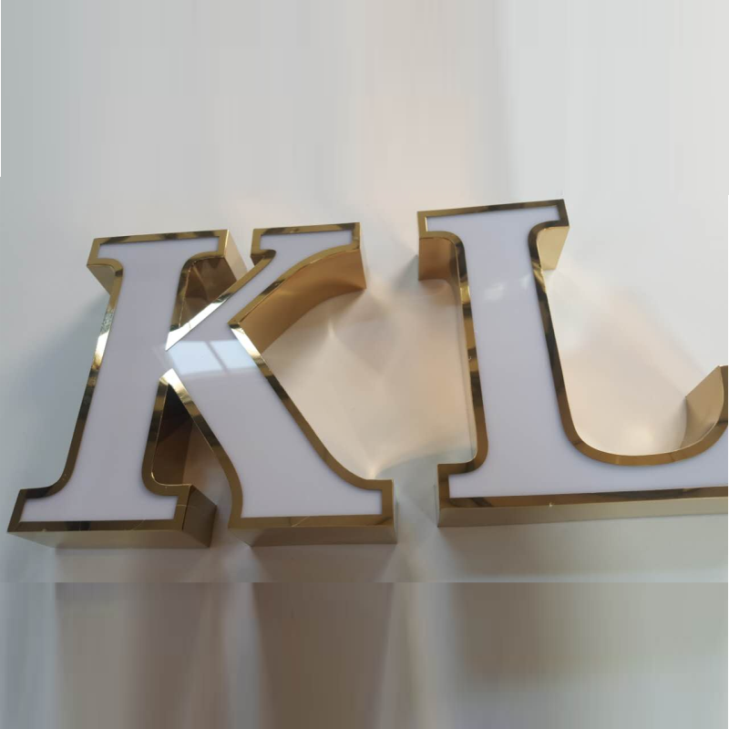Custom made Outdoor front lit Acrylic channel letters, gold sides LED shop signs business name logos