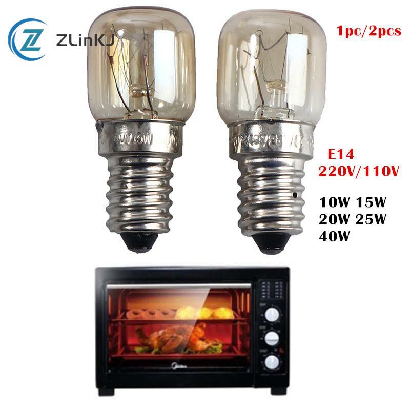 1/2PCS Oven Light 15W 25W 40W High Temperature Resistant 300 Degree Oven Microwave Oven Bulb Salt Lamp E14 Small Screw Mouth