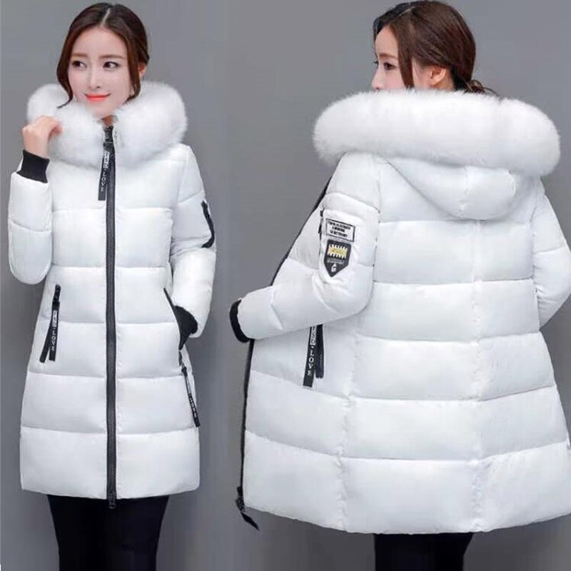 Fashion Coats Winter Jacket Women Parka New 2023 Hooded Long Female Coat Office Lady Warm Down Jacket Fake Fur Winter Coat Women