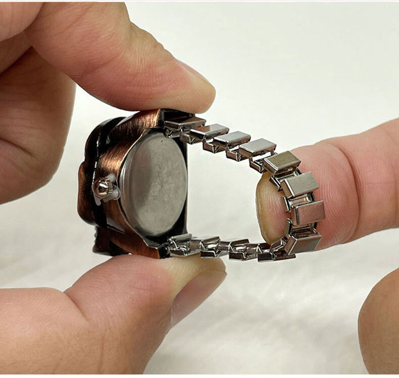 นาฬิกาข้อมือควอทซ์สวมหัวกะโหลกขนาดเล็กยืดหยุ่นได้, นาฬิกาควอตซ์สำหรับผู้หญิงแหวนเครื่องประดับนาฬิกาผู้หญิงคลาสสิก