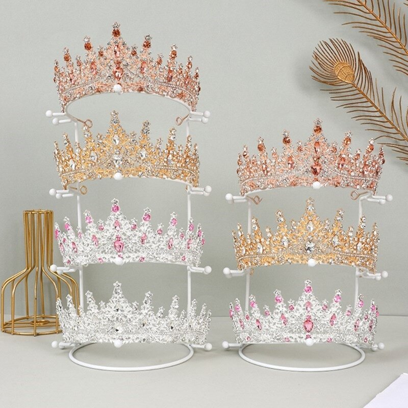 プリンセスクラウン頭飾りホルダー大容量ディスプレイラック花嫁のヘアチャーム F3MD