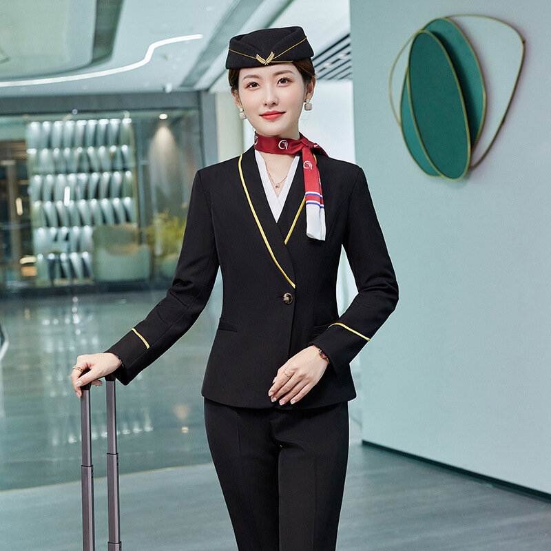 Uniforme d'hôtesse de l'air personnalisé, nouveau document de pilote féminin imbibé