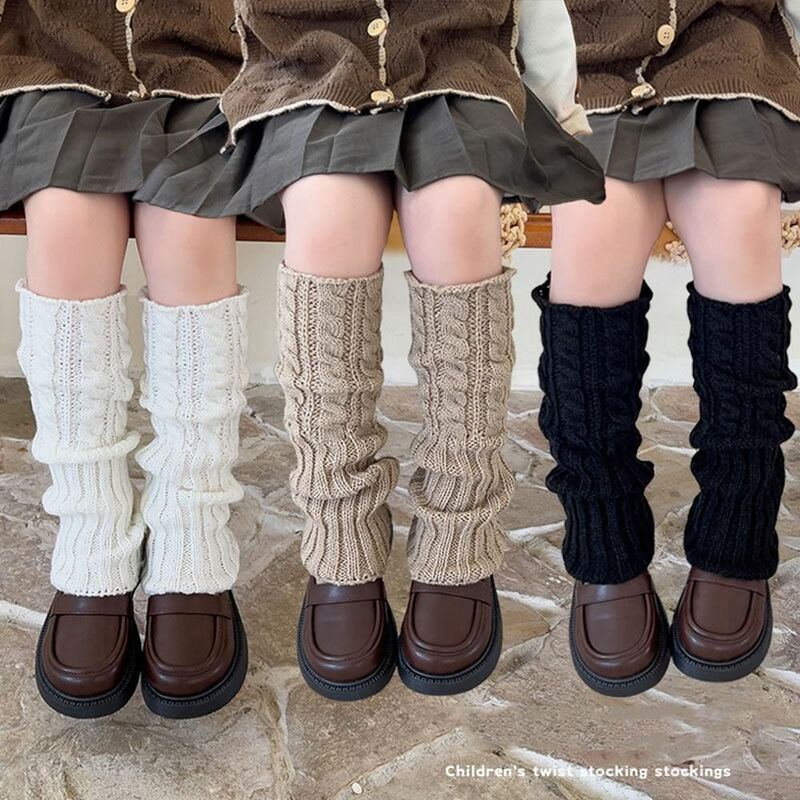Children Leg Warmers Lolita Twist Knitted Socks Baby Girls Warm Foot Cover Cute Sweet Ballet Guards Socks Long Stockings