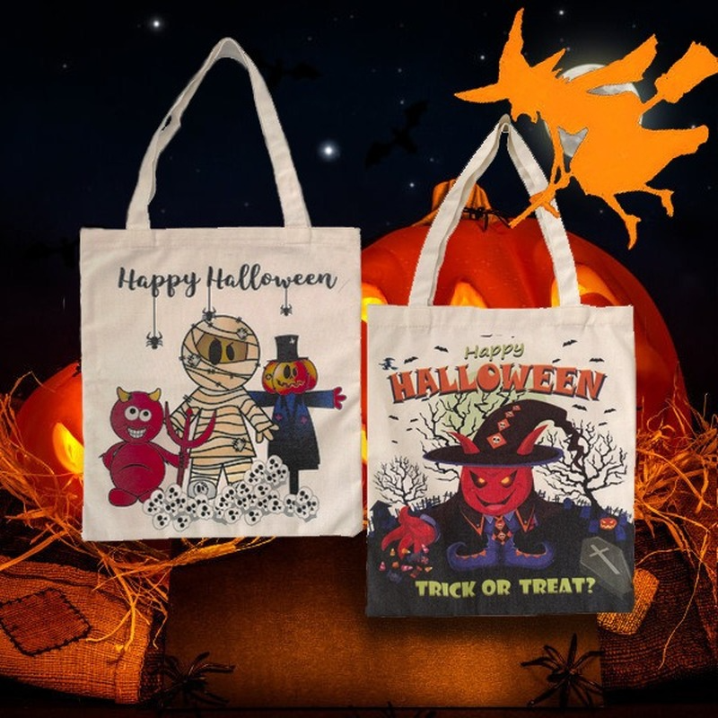 Halloween płócienna torba na ramię moda na co dzień w stylu Punk czaszka z dyni drukuj torba na zakupy typu Tote ekologiczny wielokrotnego użytku