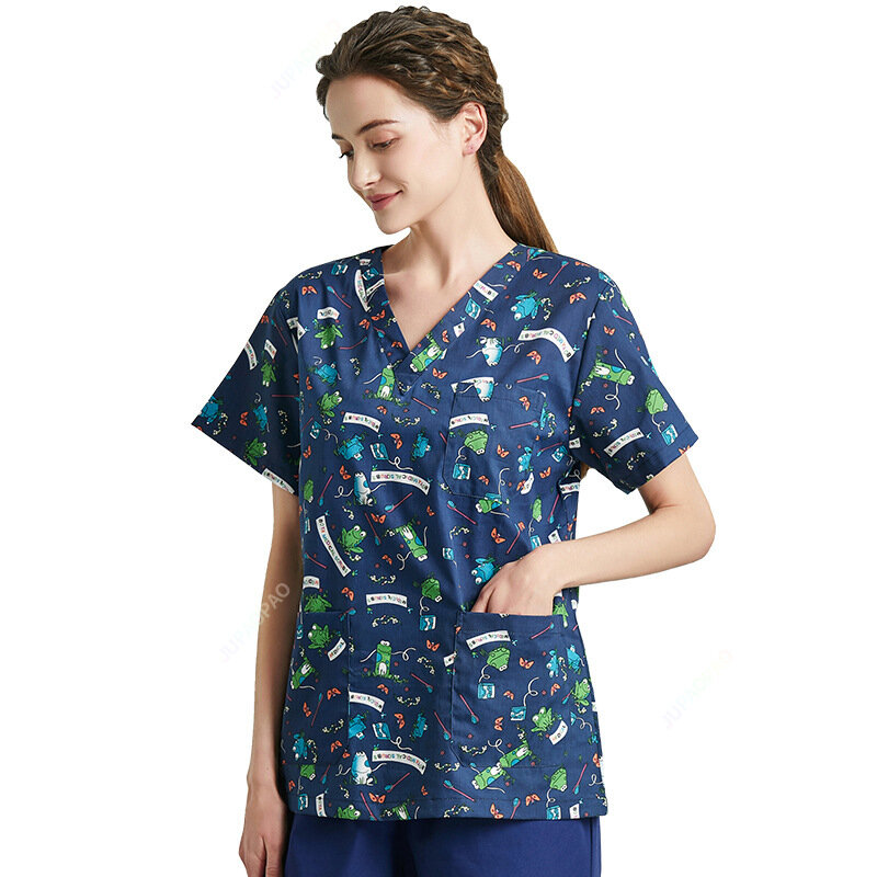 Uniforme de enfermeira para mulheres Traje médico, alta qualidade, impressão médica, Scrub Tops, roupas de salão de beleza, roupas cirúrgicas, novas