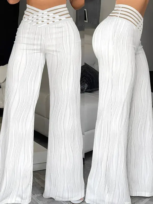 2024 осенние модные женские брюки, однотонные расклешенные брюки с высокой талией