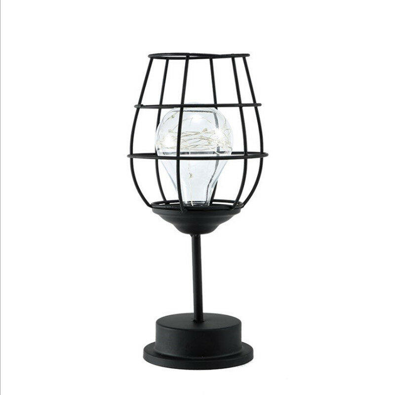 Lampe LED en Verre à Vin en Fer, Veilleuse Vintage Simple, Décoration de Bureau, Table, Festival de Mariage, Esthétique